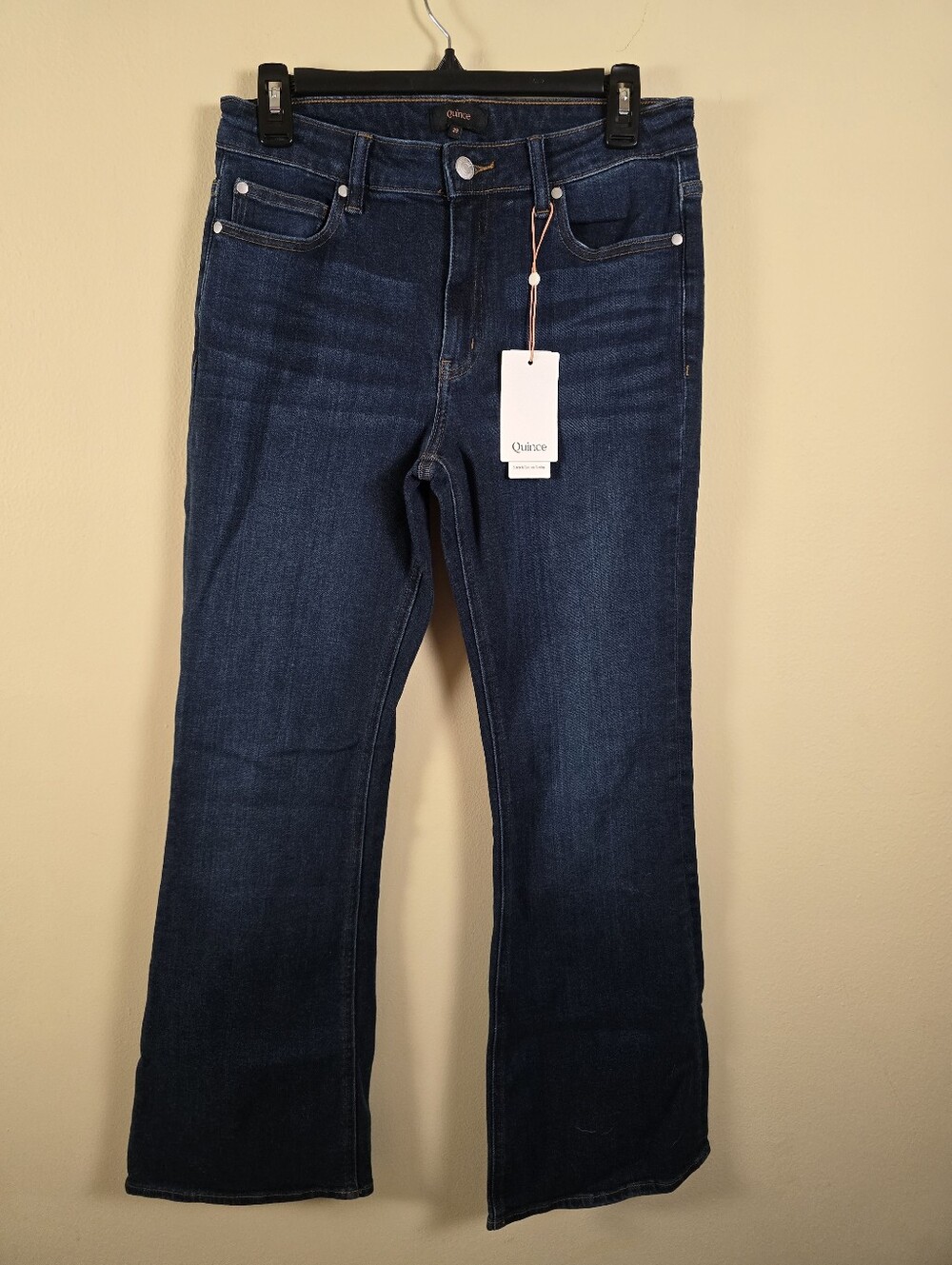 Quince Womens Luna High Rise Stretch Flare Jeans Midnight Blue Size 29x30 NEW